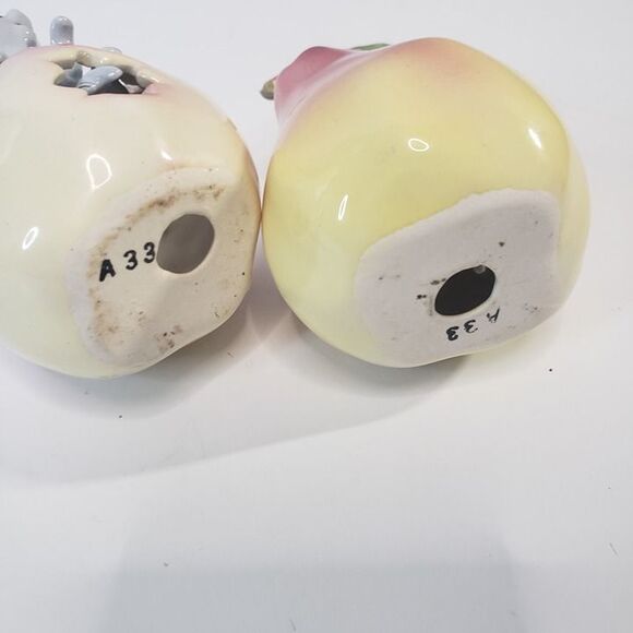 Adorable Vintage MCM Napcowear Ceramic Mouse in Apple Pear Toothpick Holder Set - Picture 4 of 5